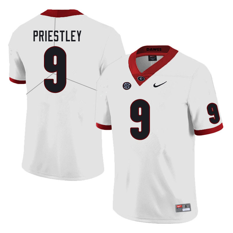 Men #9 Nathan Priestley Georgia Bulldogs College Football Jerseys Sale-White - Click Image to Close